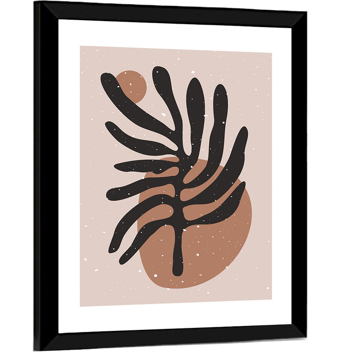 Mid Century Botanical Abstract Wall Art as a framed print
