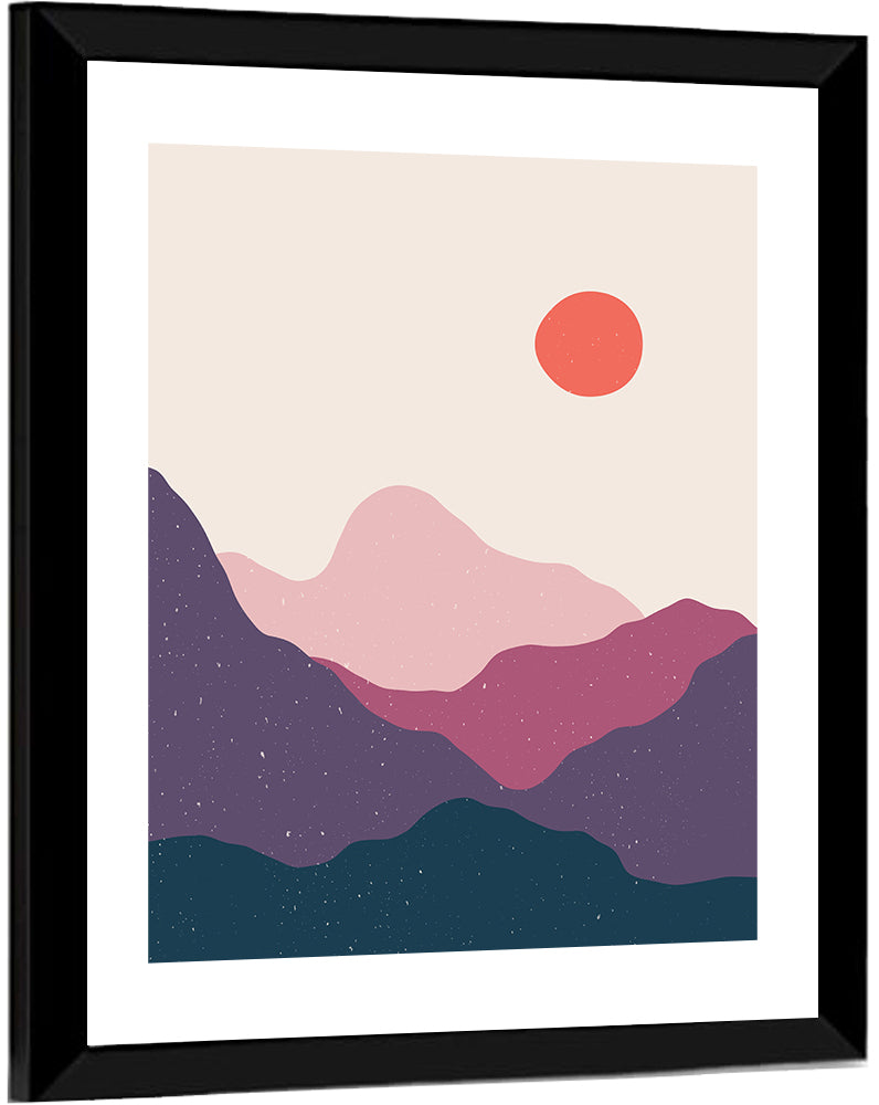 Contemporary Mountain Sunset Wall Art
