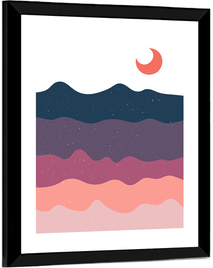 Minimal Moonlit Mountain Wall Art