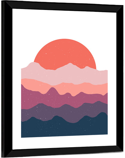 Minimal Mountain Sunset Wall Art