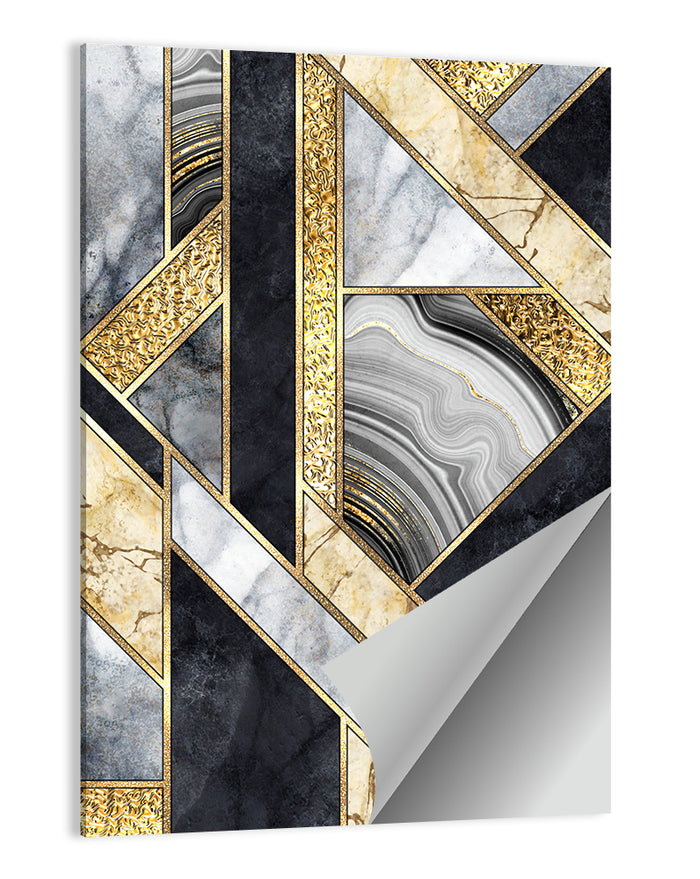 Gold Veined Marble Mosaic Wall Art as a poster print