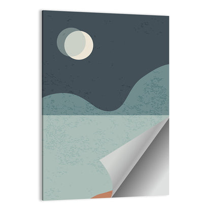 Moonlit Mountain Lake Minimalist Wall Art