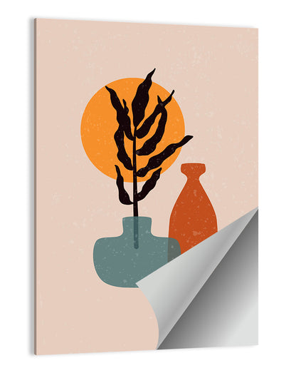 Terracotta Sun Floral Vase Wall Art