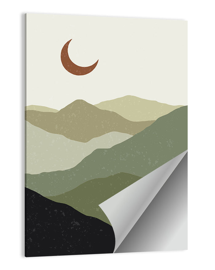 Boho Mountain Moonscape Wall Art as a poster print