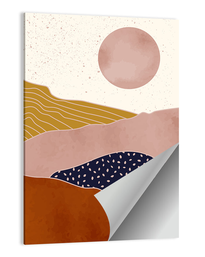 Layered Mountain Landscape with Sun Wall Art as a poster print