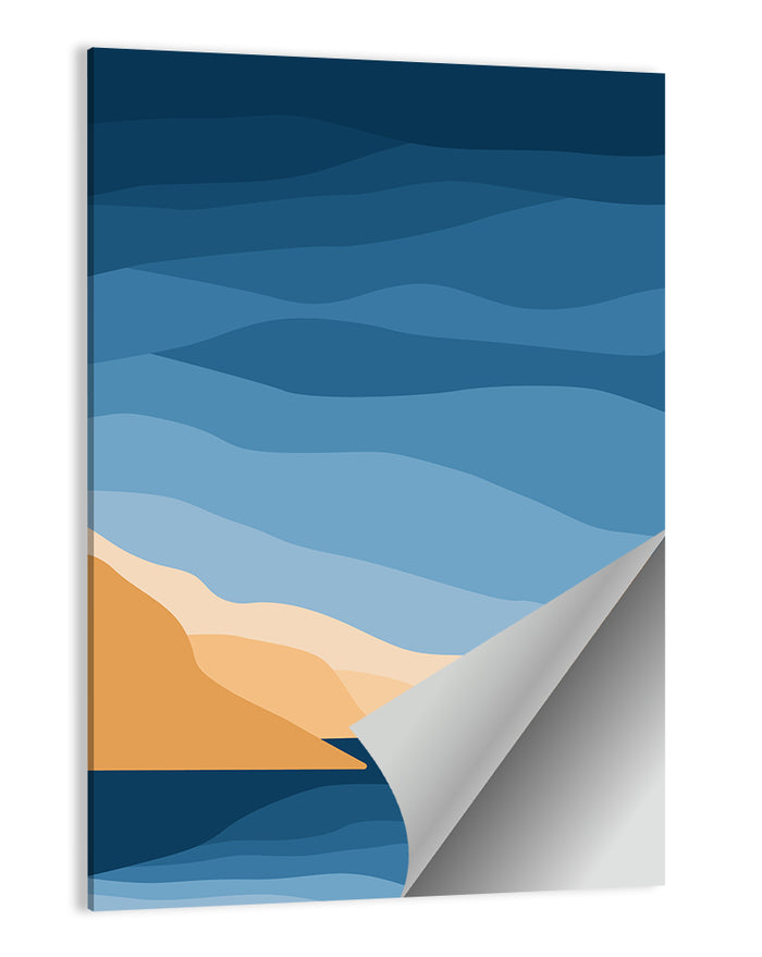 Blue Topographic Mountain Lake Wall Art as a poster print