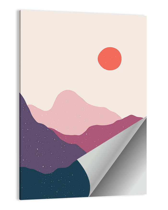 Contemporary Mountain Sunset Wall Art as a poster print