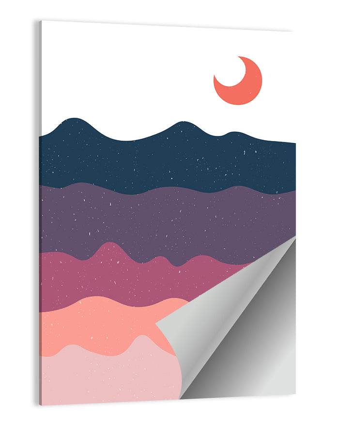 Minimal Moonlit Mountain Wall Art as a poster print