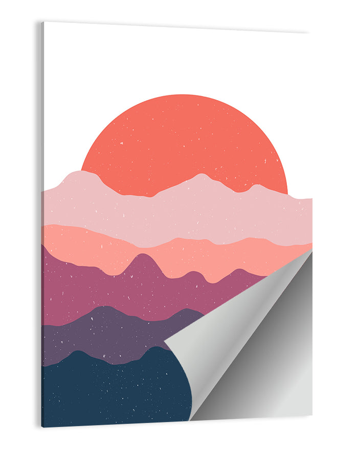 Minimal Mountain Sunset Wall Art as a poster print