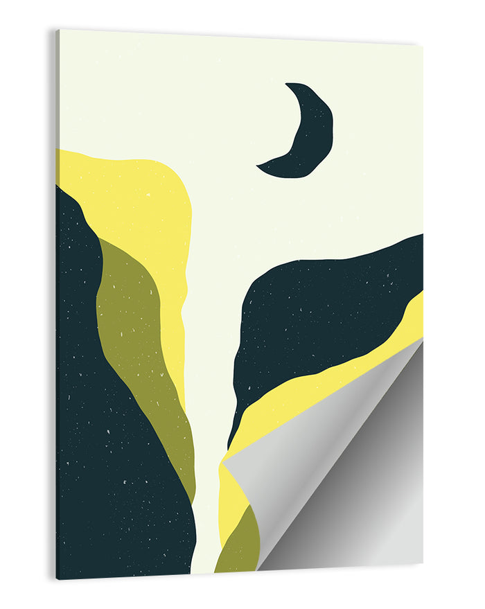 Crescent Moon Cliff and Mountain Wall Art as a poster print