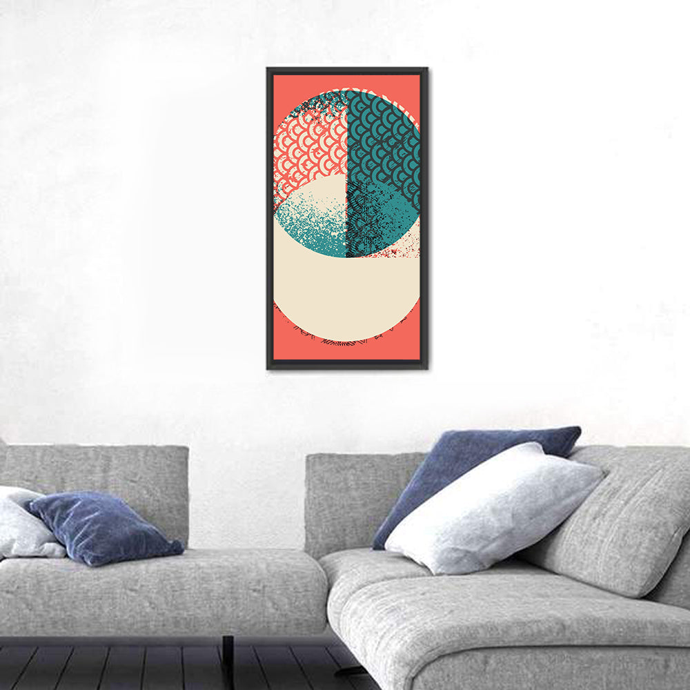 Coral Teal Geometric Circles Wall Art