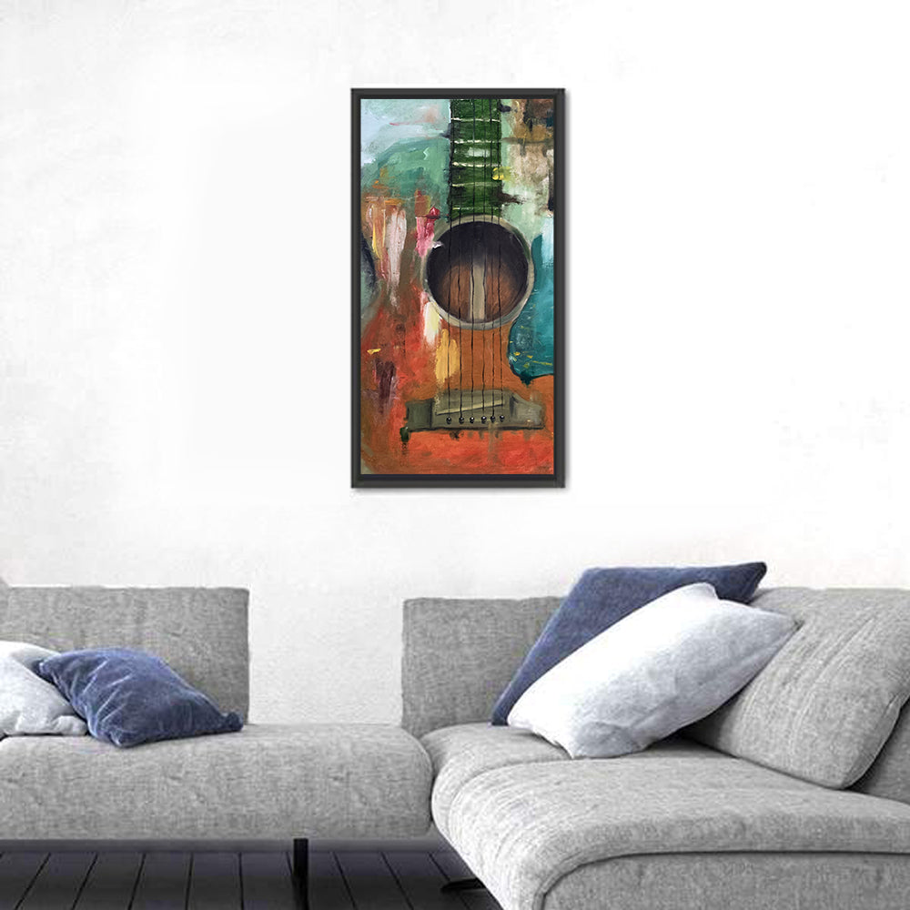 Moody Acoustic Guitar Oil Painting Wall Art
