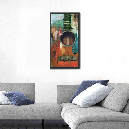 Moody Acoustic Guitar Oil Painting Wall Art