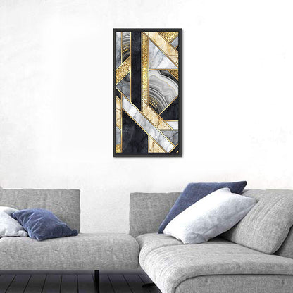 Gold Veined Marble Mosaic Wall Art