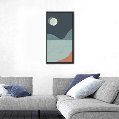 Moonlit Mountain Lake Minimalist Wall Art