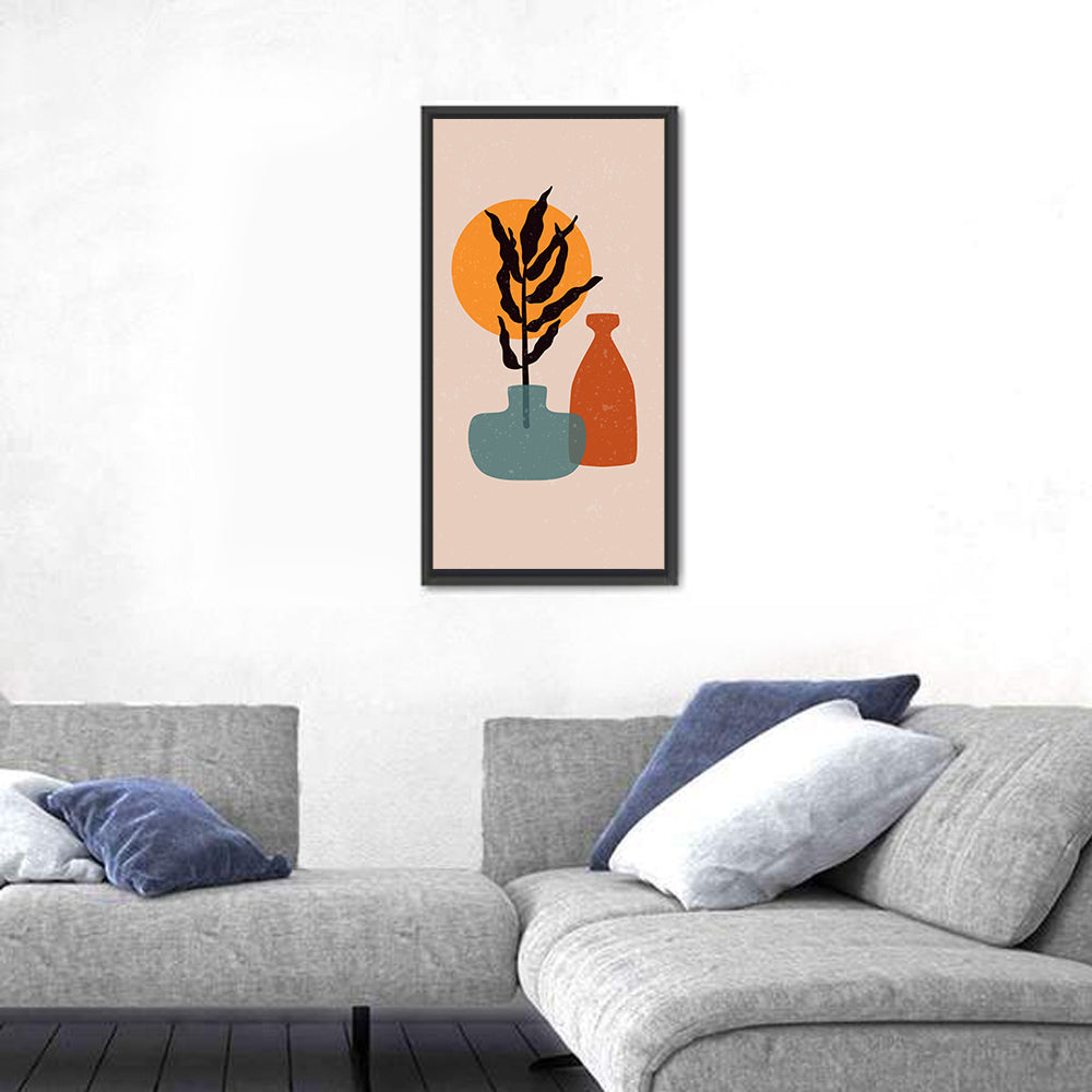 Terracotta Sun Floral Vase Wall Art