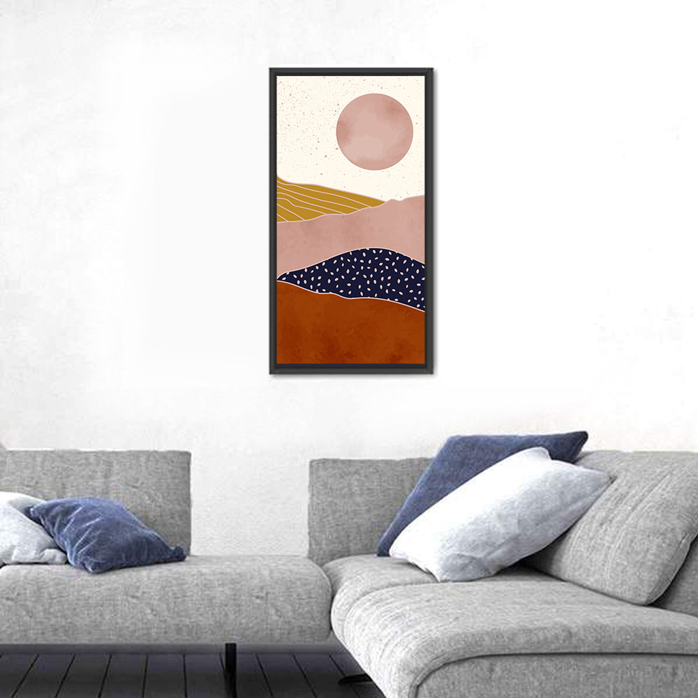 Layered Mountain Landscape with Sun Wall Art