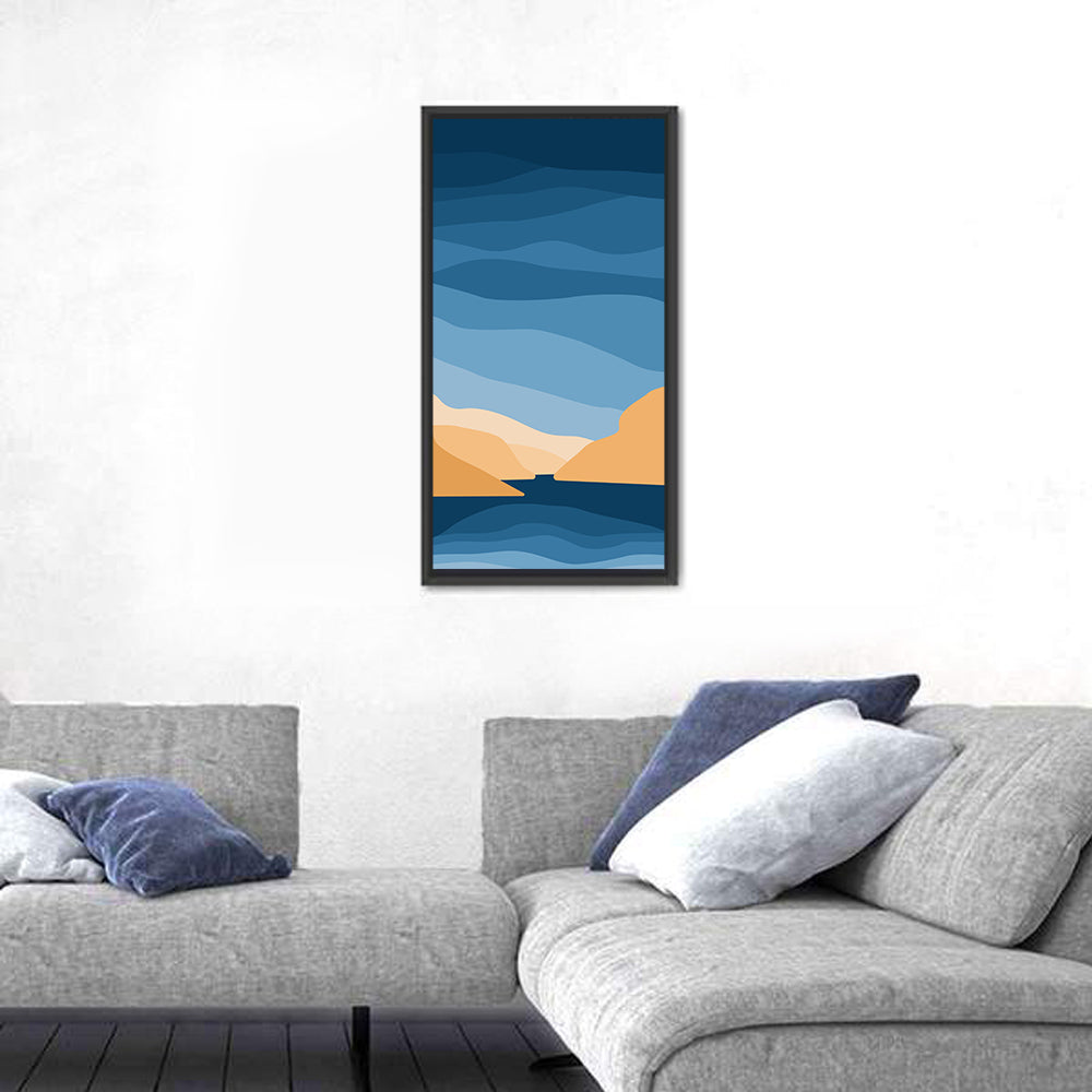 Blue Topographic Mountain Lake Wall Art