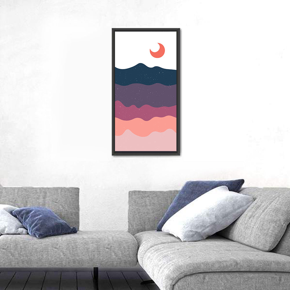 Minimal Moonlit Mountain Wall Art