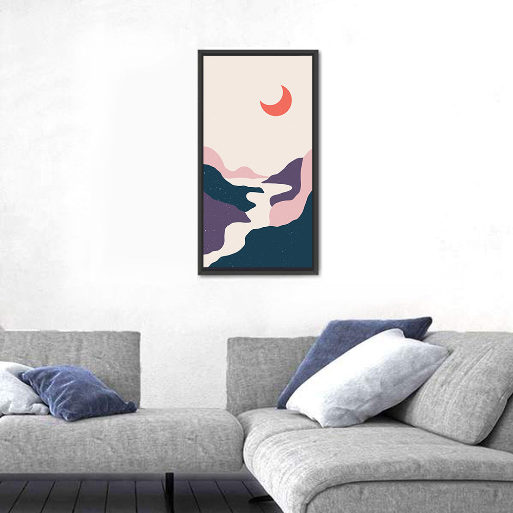 Minimal Moonlit Stream Wall Art