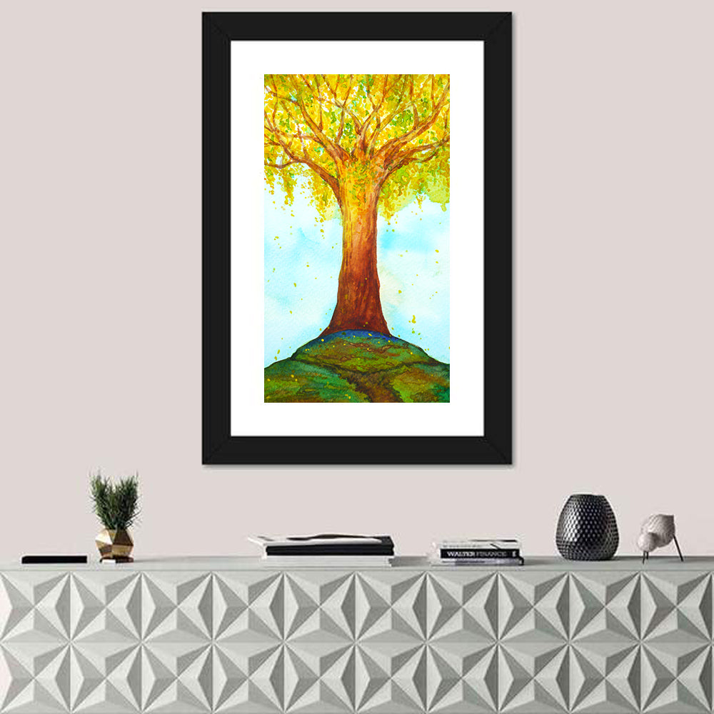 Golden Tree Illustration Wall Art