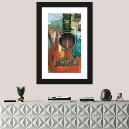 Moody Acoustic Guitar Oil Painting Wall Art