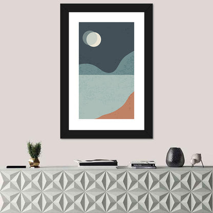 Moonlit Mountain Lake Minimalist Wall Art