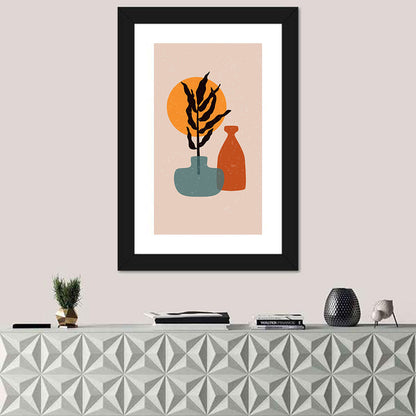 Terracotta Sun Floral Vase Wall Art