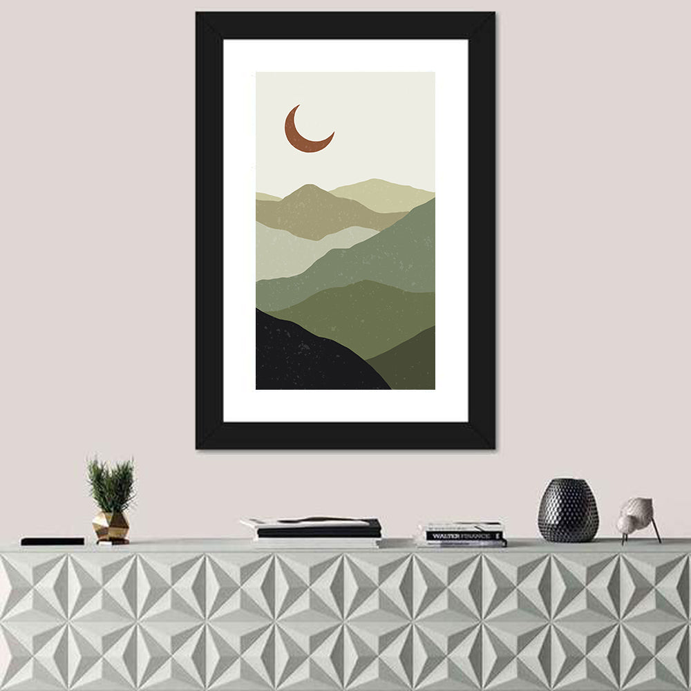 Boho Mountain Moonscape Wall Art
