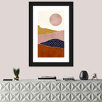 Layered Mountain Landscape with Sun Wall Art
