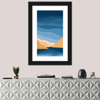 Blue Topographic Mountain Lake Wall Art
