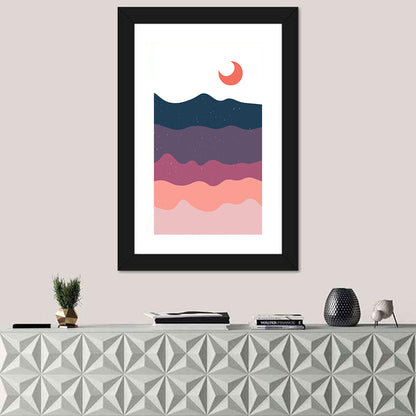 Minimal Moonlit Mountain Wall Art
