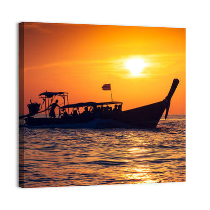 Fishing Boat Sunset Wall Art