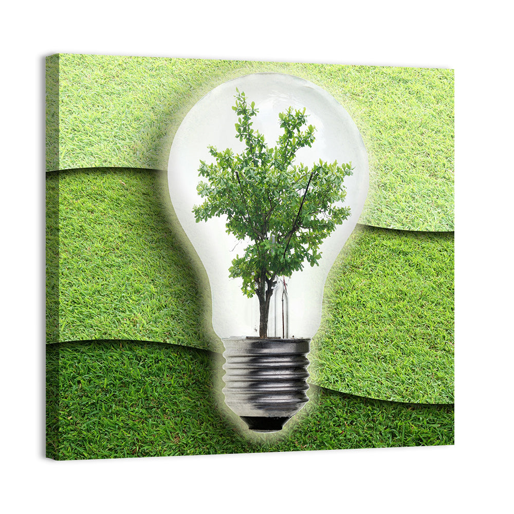 Light Bulb Tree Earth Concept Wall Art