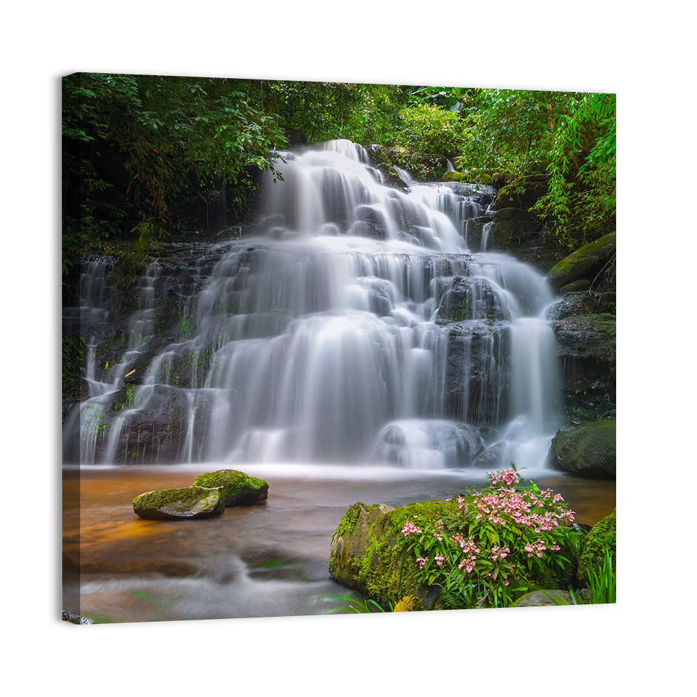 Mun Daeng Waterfall with Mossy Boulders Wall Art