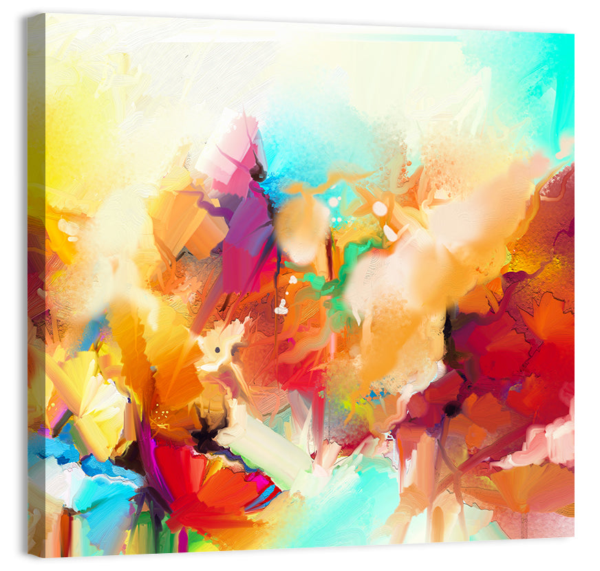 Vibrant Semi Abstract Flowers Wall Art