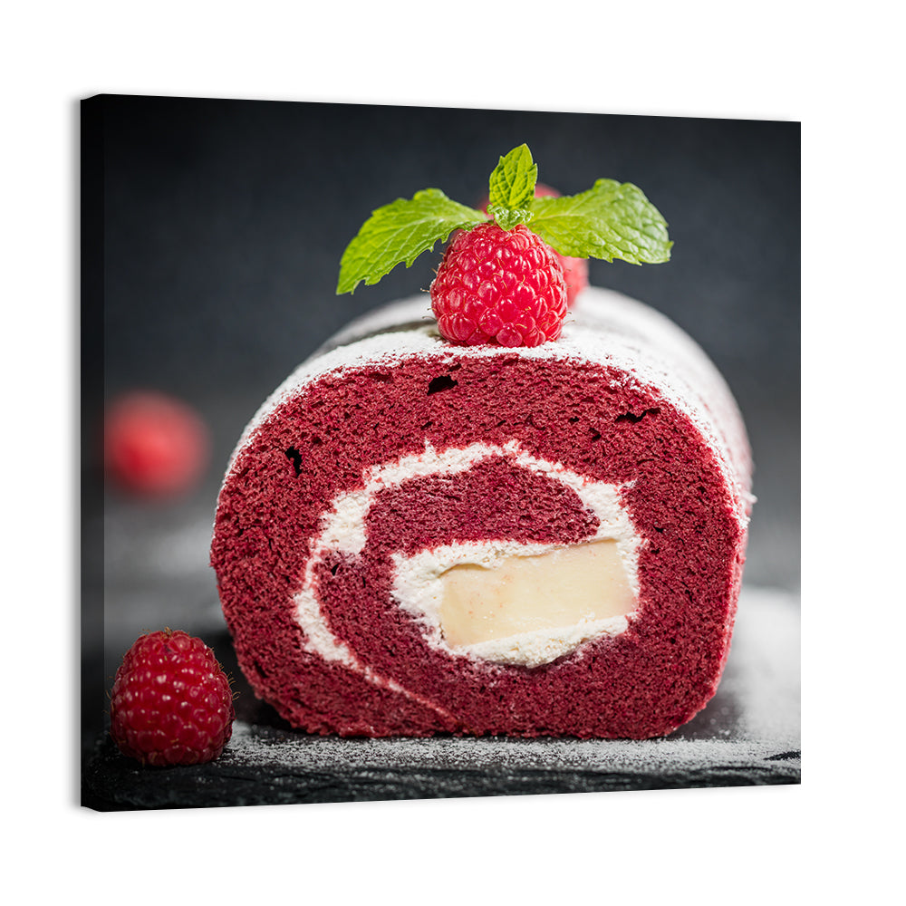 Raspberry Swiss Roll Cake Wall Art