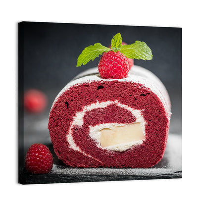 Raspberry Swiss Roll Cake Wall Art