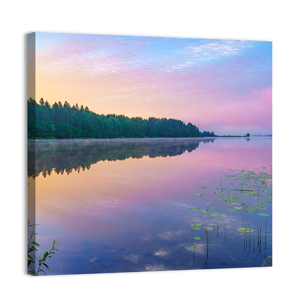 Sunrise Over Forest Lake Wall Art