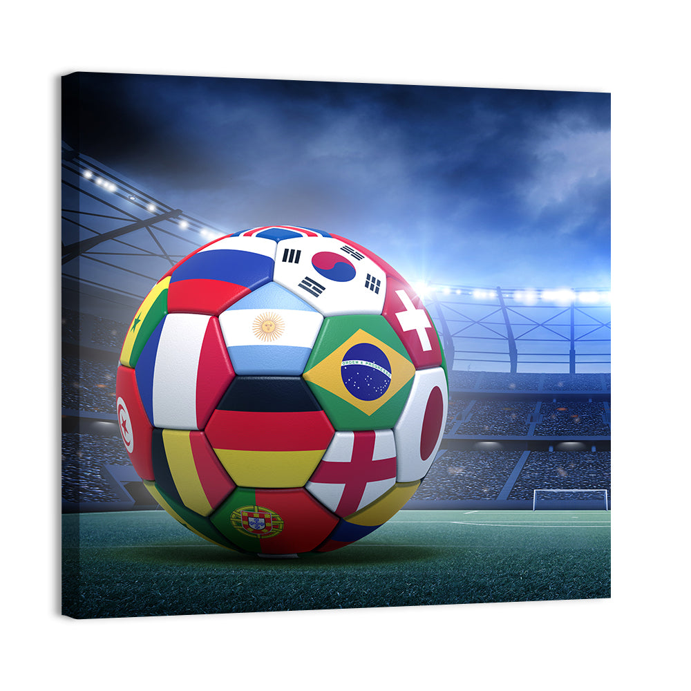 Soccer Ball on Stadium Pitch Wall Art