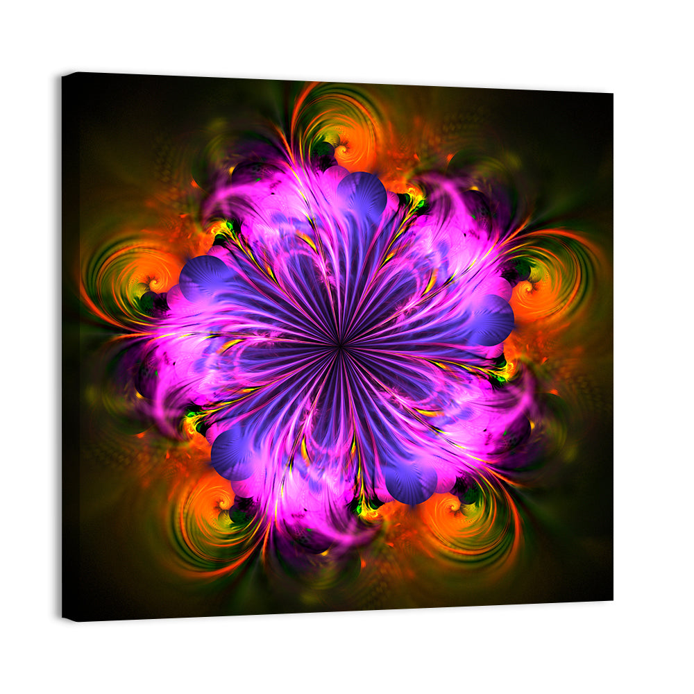 Vibrant Fractal Flower Wall Art