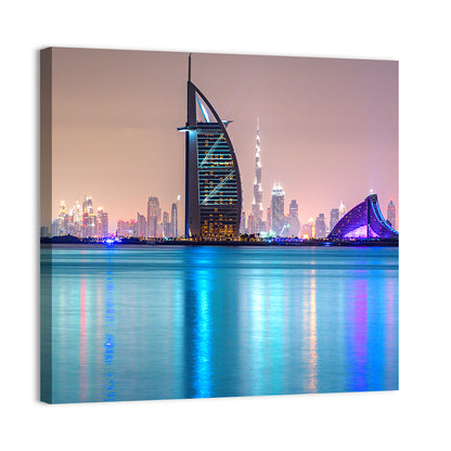 Dubai Night Skyline Wall Art