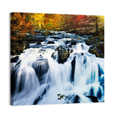 Autumn Forest Waterfall Wall Art