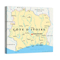 Côte D'ivoire Political Map Wall Art