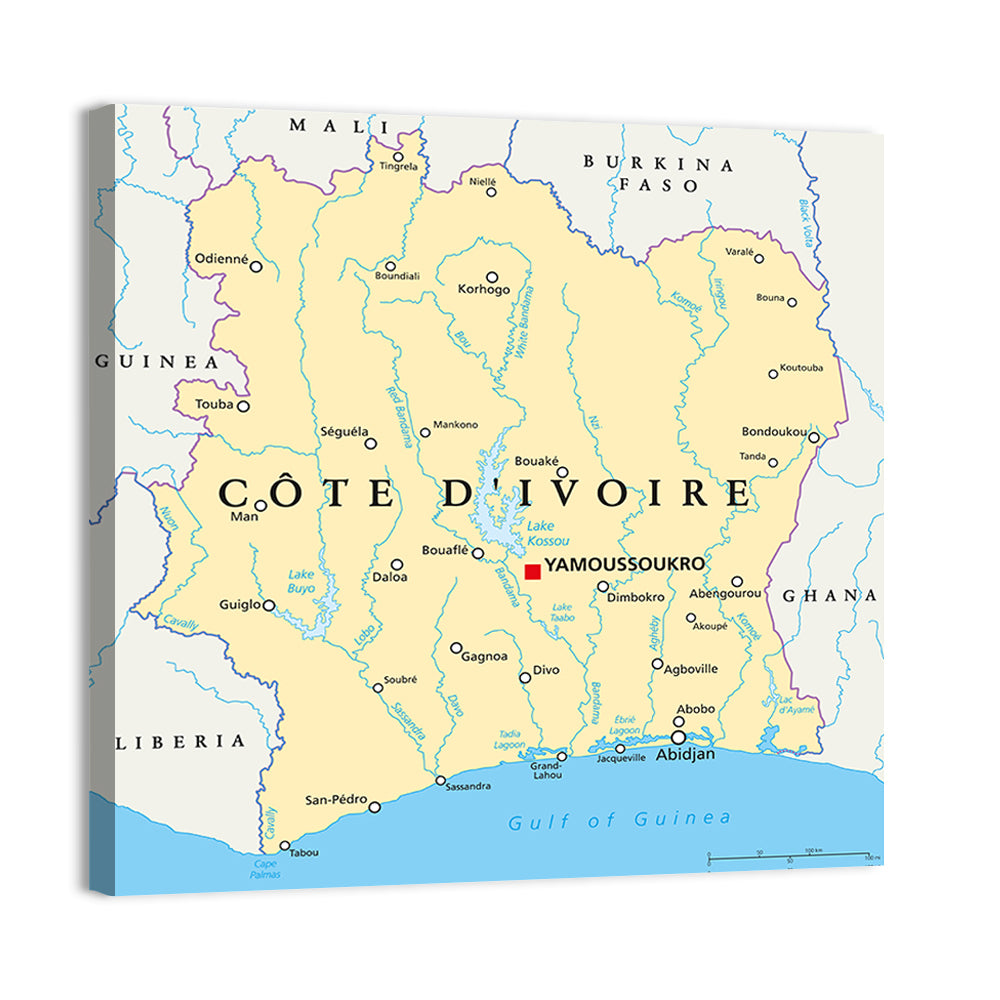 Côte D'ivoire Political Map Wall Art