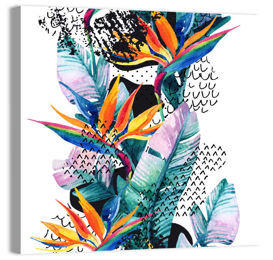 Bird of Paradise Floral Texture Wall Art
