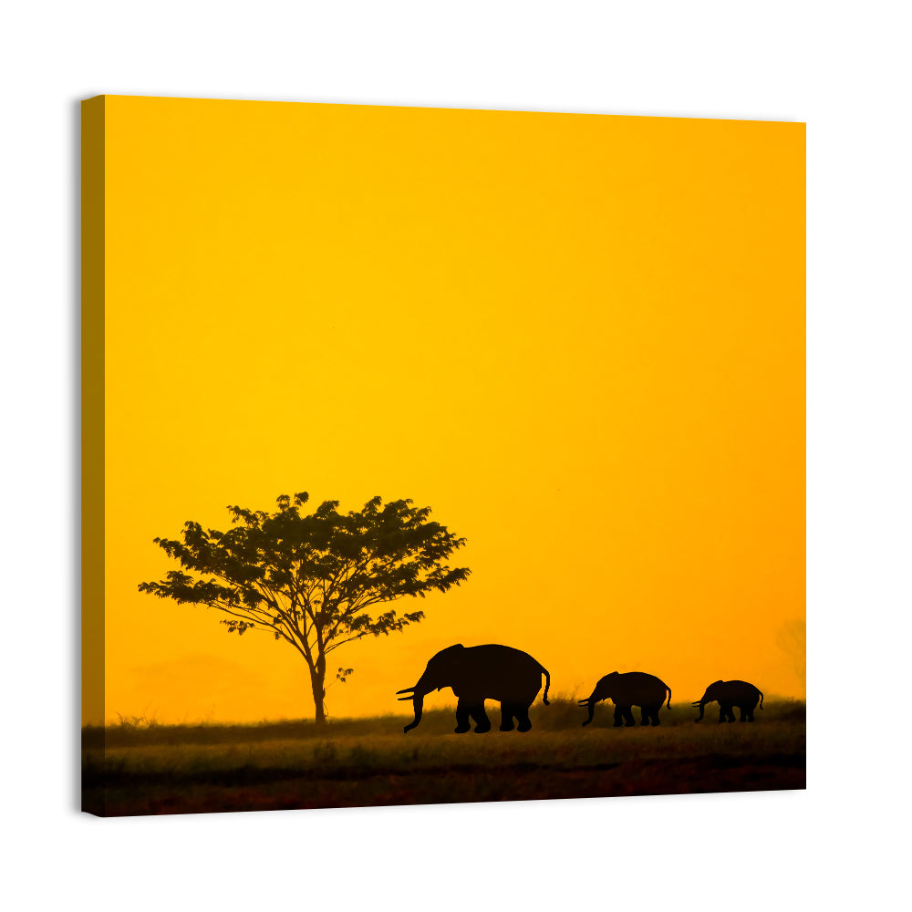Thailand Elephant Silhouettes Wall Art