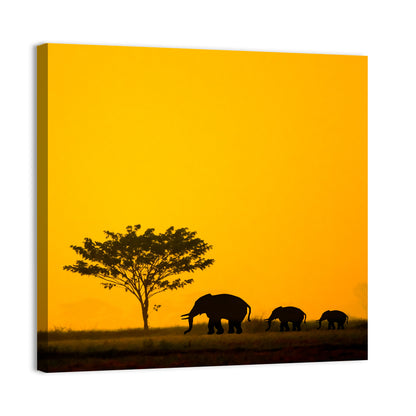 Thailand Elephant Silhouettes Wall Art