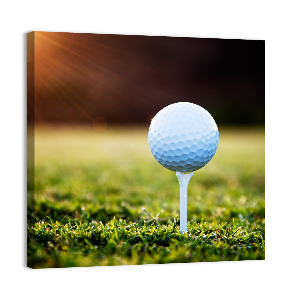 Golf Ball on Tee at Sunset Wall Art