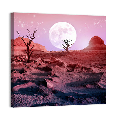 Desert Moon with Silhouetted Trees Wall Art